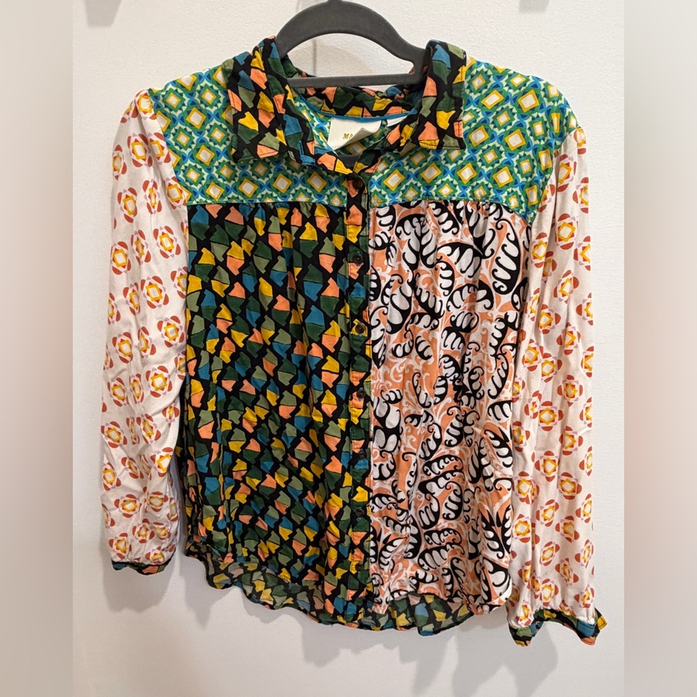 Anthropologie Petite Multicolor Maeve Contrast Button Down Shirt